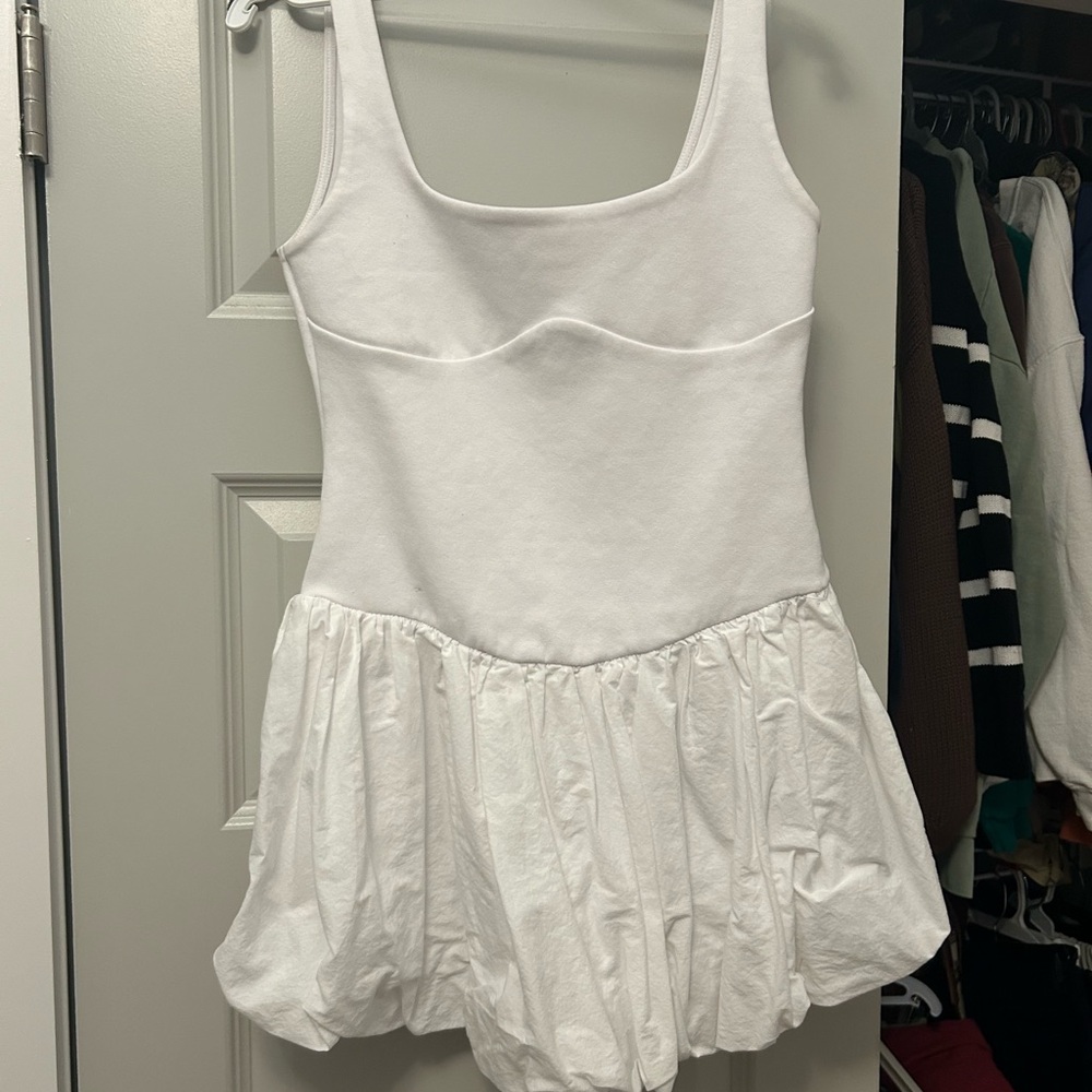 Zara White Sleeveless bubble dress